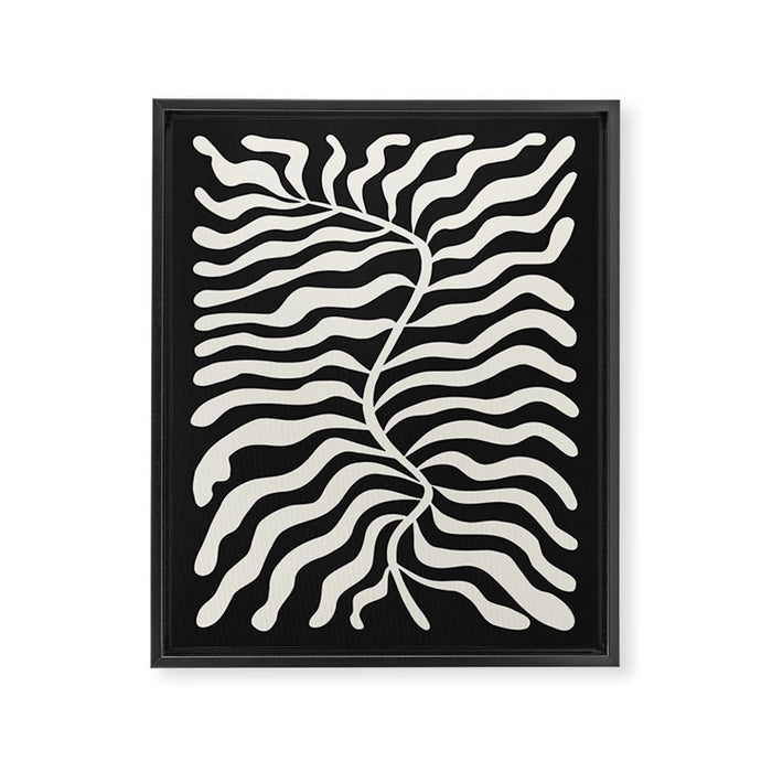 Onyx Ferns: Black & White Matisse Edition Framed Canvas Print Gallery Image 1