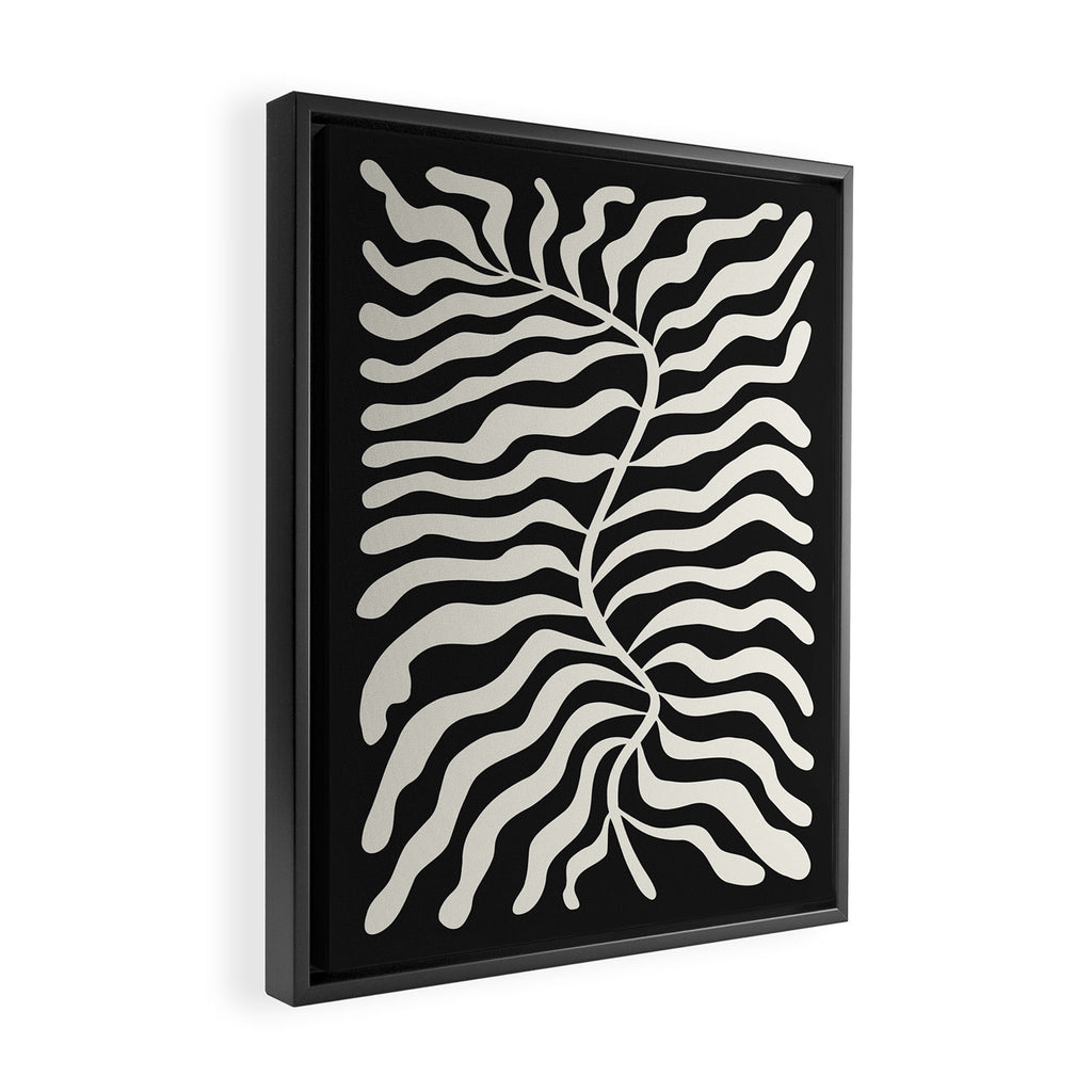 Onyx Ferns: Black & White Matisse Edition Framed Canvas Print Gallery Image 2