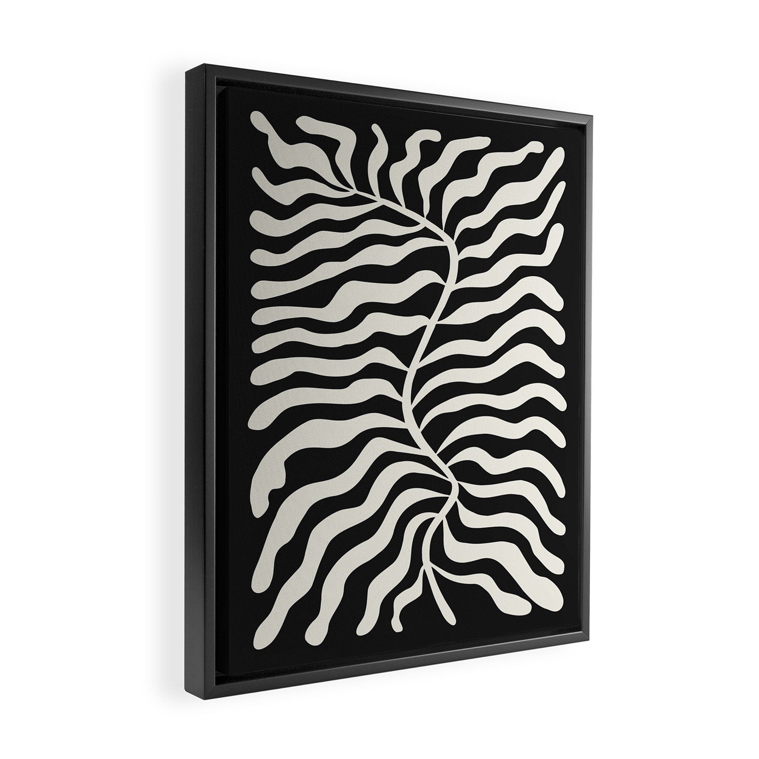 Onyx Ferns: Black & White Matisse Edition Framed Canvas Print Gallery Image 2