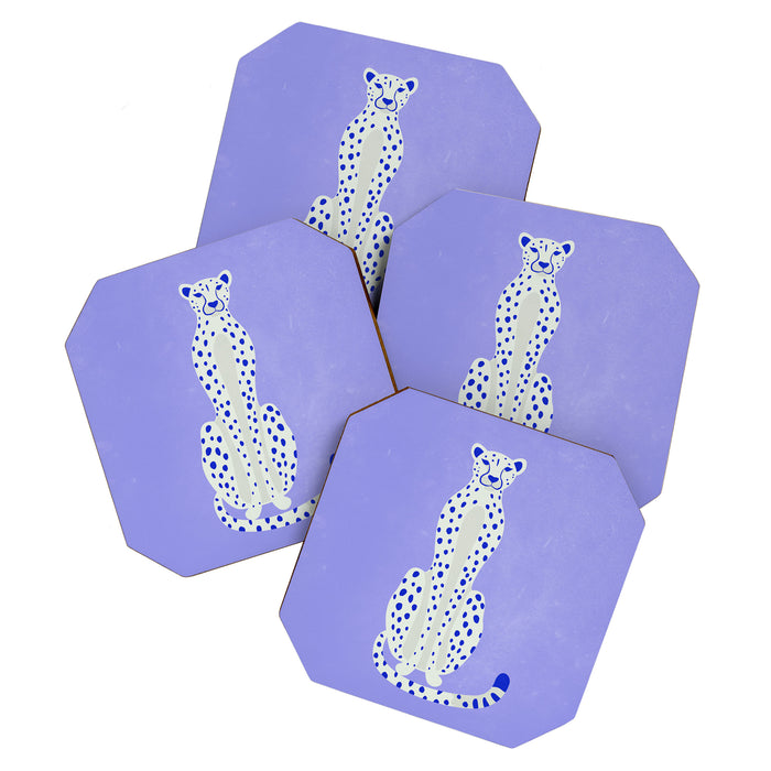 Periwinkle Cheetah Coaster Gallery Image 1