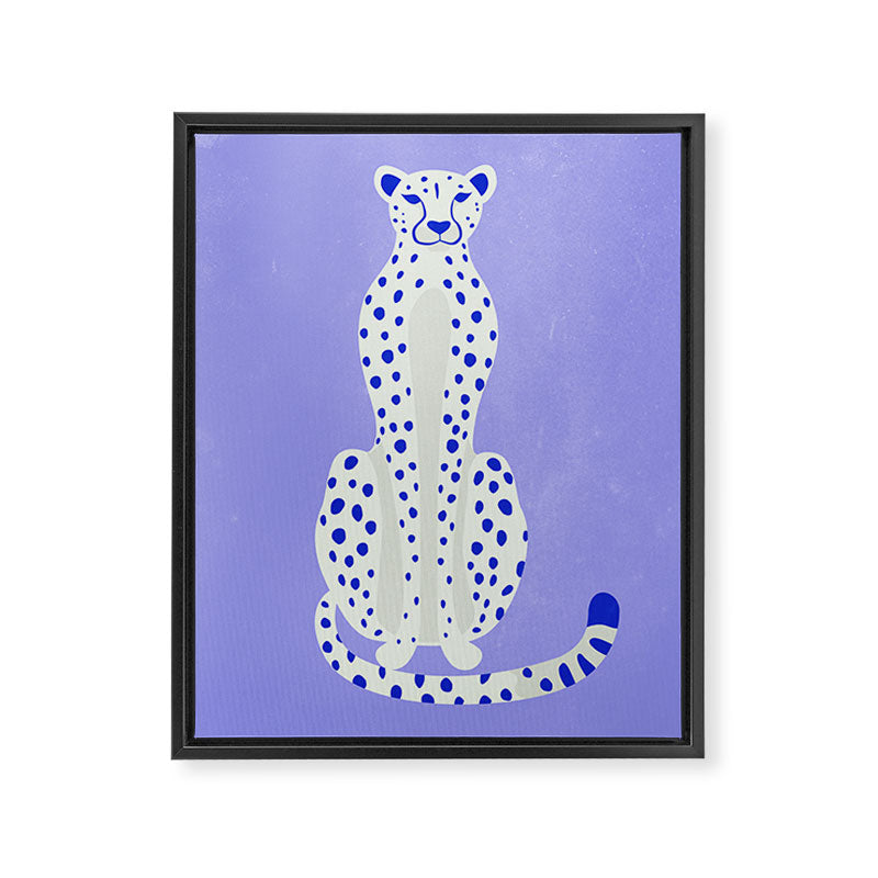 Periwinkle Cheetah Framed Canvas Print Gallery Image 6