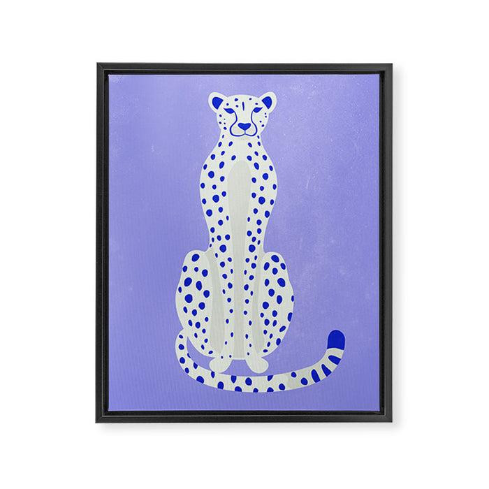 Periwinkle Cheetah Framed Canvas Print Gallery Image 1