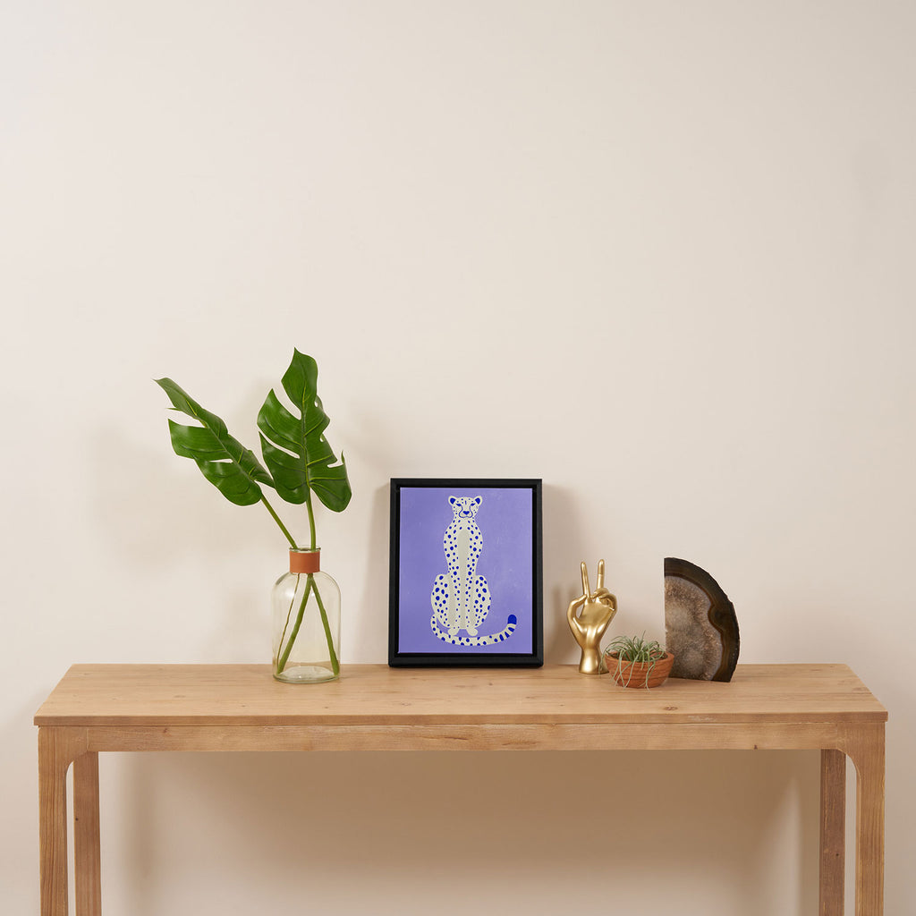 Periwinkle Cheetah Framed Canvas Print Gallery Image 4