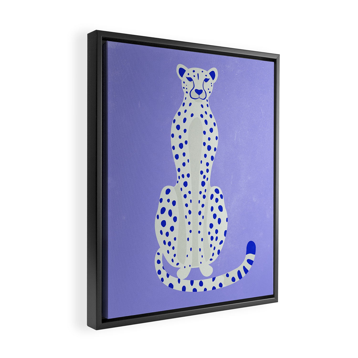 Periwinkle Cheetah Framed Canvas Print Gallery Image 2