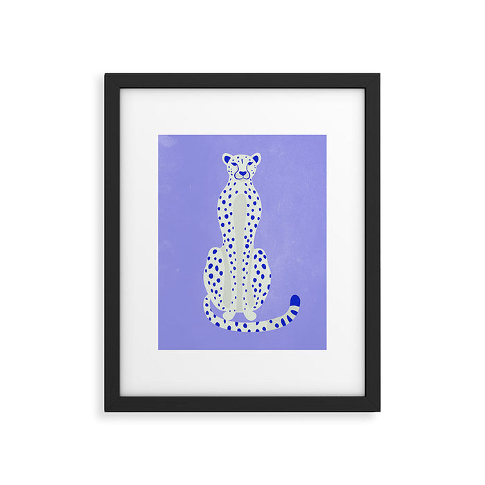 Periwinkle Cheetah Framed Art Print Gallery Image 1