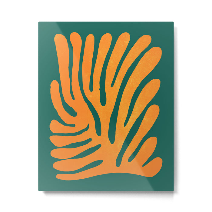 Pine Green & Tangerine: Matisse Paper Cutouts 01 Metal Print Gallery Image 1