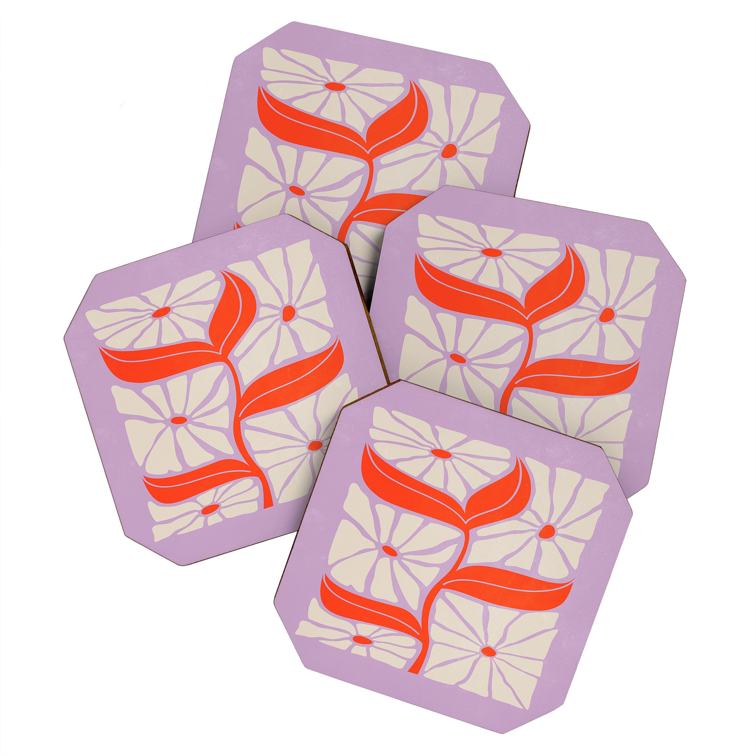 Plum & Flamingo: Les Fleurs | Flower Market Color Series 06 Coaster Gallery Image 1