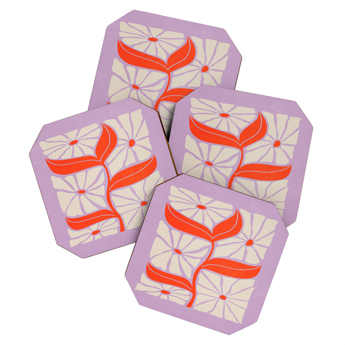 Plum & Flamingo: Les Fleurs | Flower Market Color Series 06 Coaster Gallery Image 1