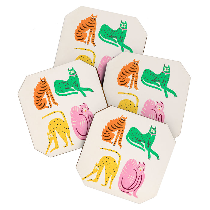 Pop Cats: Modern Collage Pop Art Coaster Gallery Image 1