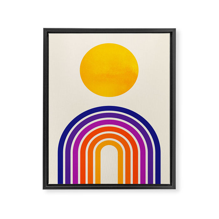 Rainbow Sun: Retro 80s Edition Framed Canvas Print Gallery Image 1