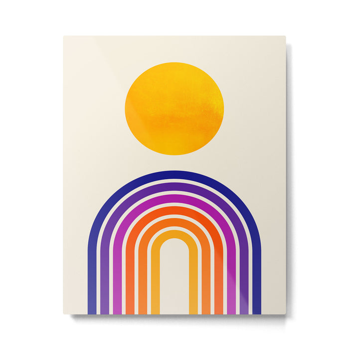 Rainbow Sun: Retro 80s Edition Metal Print Gallery Image 1