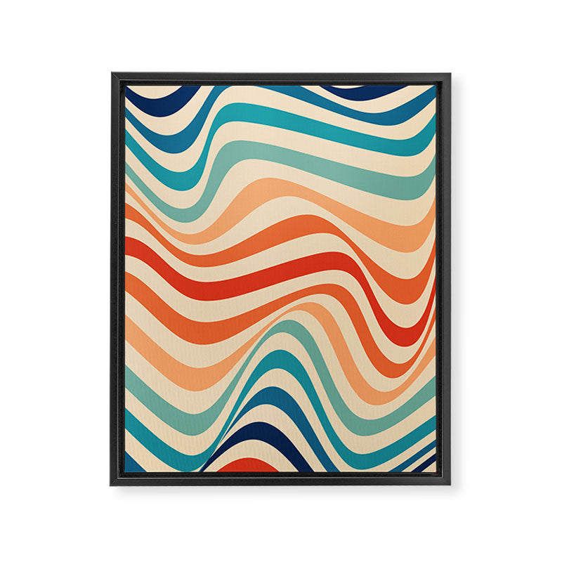 Retro 70s Color Palette | Optical Wave Illusion Framed Canvas Print Gallery Image 6