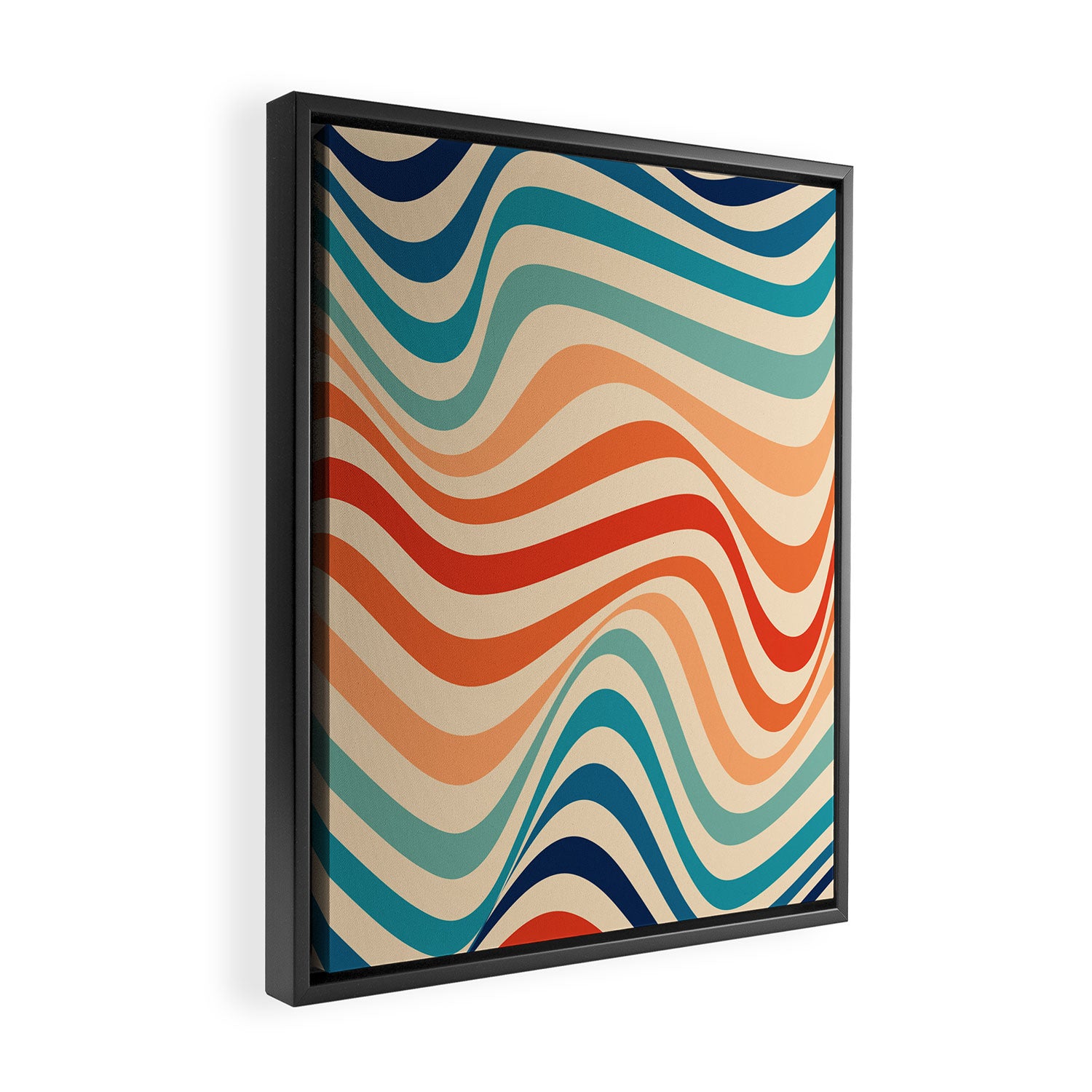 Retro 70s Color Palette | Optical Wave Illusion Framed Canvas Print Gallery Image 2