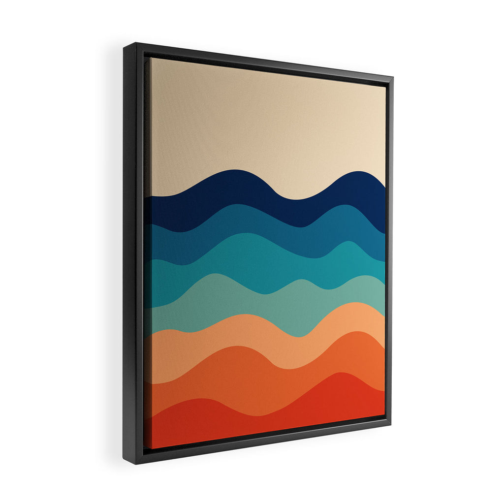 Retro 70s Waves Framed Canvas Print Gallery Image 2