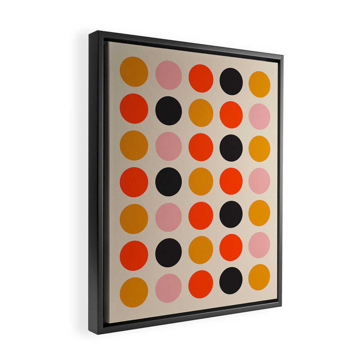 Retro Bauhaus Dots | 70s European Pattern Framed Canvas Print Gallery Image 2