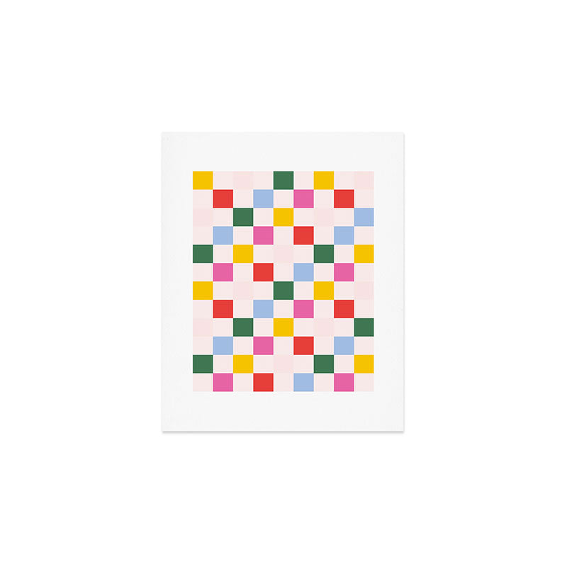 Retro Bauhaus Pattern | Abstract Shapes | Geometric Checks Art Print Gallery Image 1