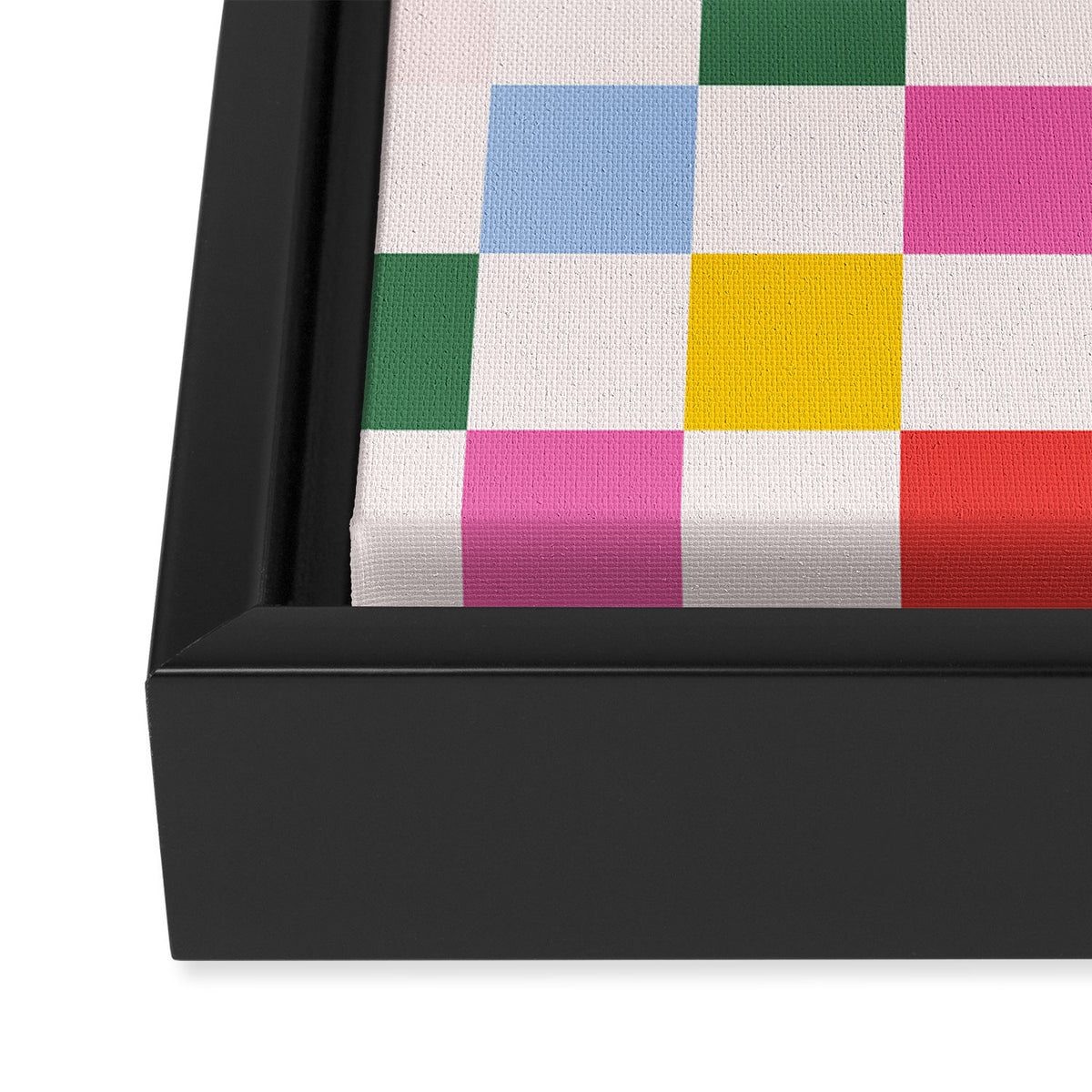 Retro Bauhaus Pattern | Abstract Shapes | Geometric Checks Framed Canvas Print Gallery Image 3