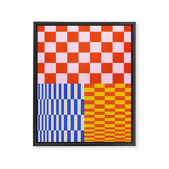 Retro Checkerboard Collage 03 Framed Canvas Print Gallery Image 1