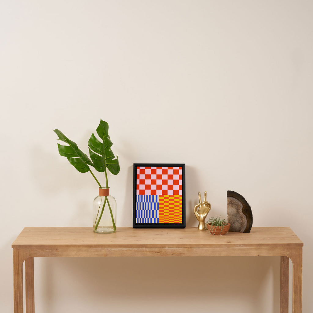 Retro Checkerboard Collage 03 Framed Canvas Print Gallery Image 4