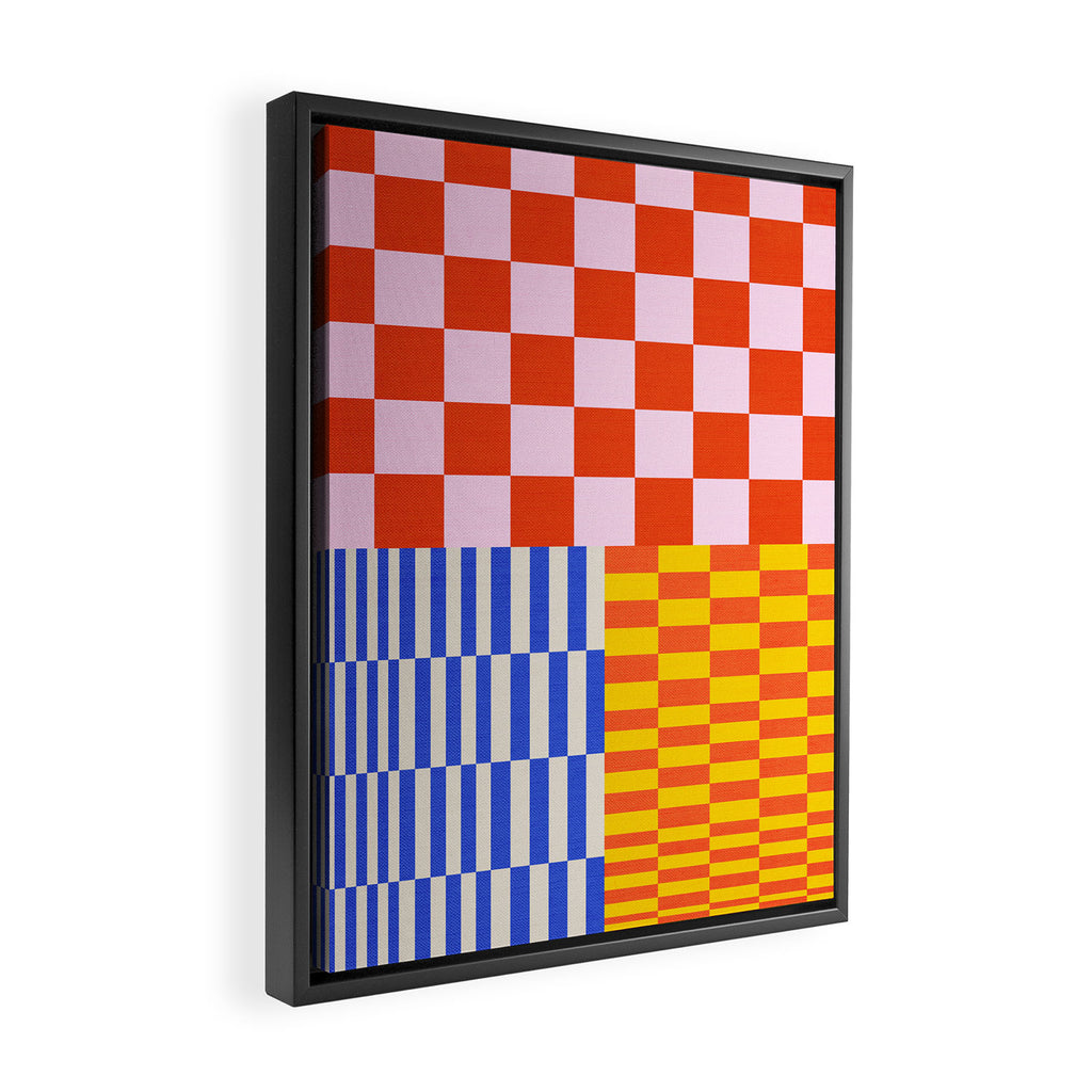 Retro Checkerboard Collage 03 Framed Canvas Print Gallery Image 2