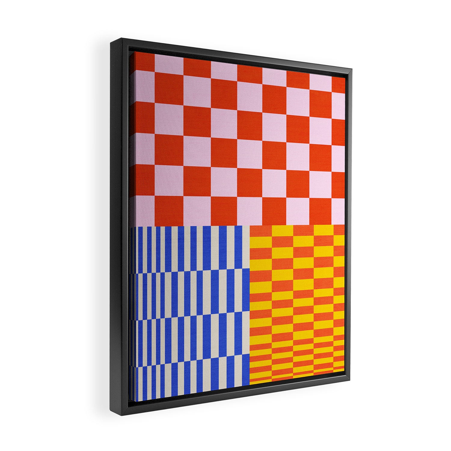 Retro Checkerboard Collage 03 Framed Canvas Print Gallery Image 2