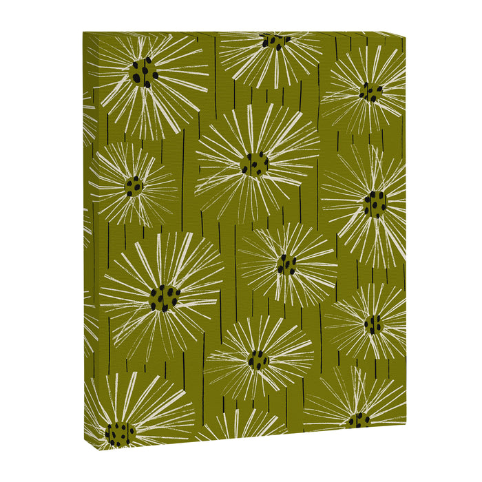 Retro Daisies: Musk Green Edition Canvas Print Gallery Image 1