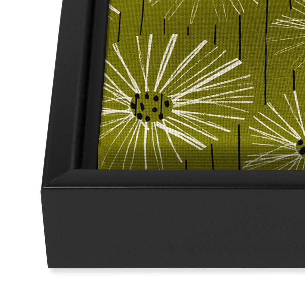 Retro Daisies: Musk Green Edition Framed Canvas Print Gallery Image 3