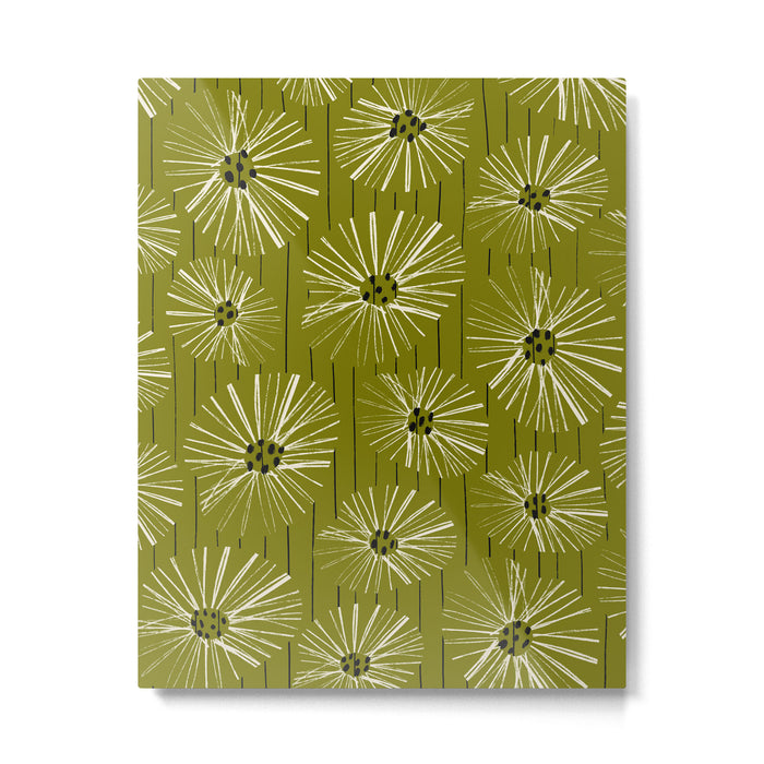 Retro Daisies: Musk Green Edition Metal Print Gallery Image 1