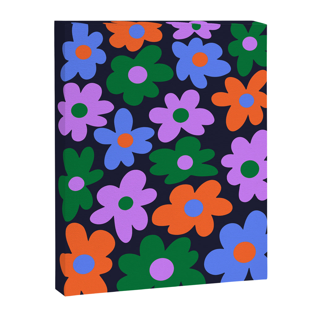 Retro Flowers: Midnight Black Edition Canvas Print Gallery Image 6