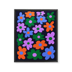 Retro Flowers: Midnight Black Edition Framed Canvas Print Gallery Image 6