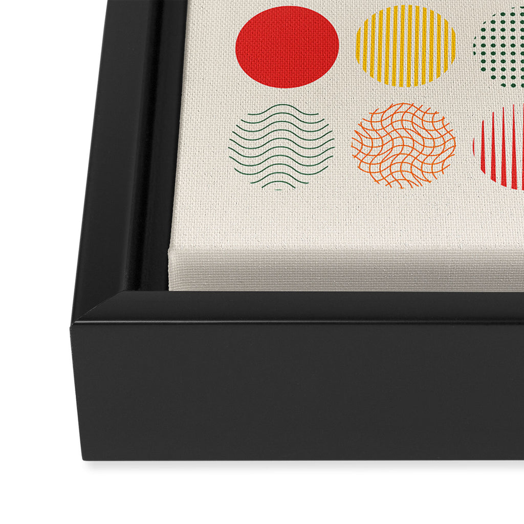 Retro Geometric Circles: Peach Bauhaus Edition Framed Canvas Print Gallery Image 3