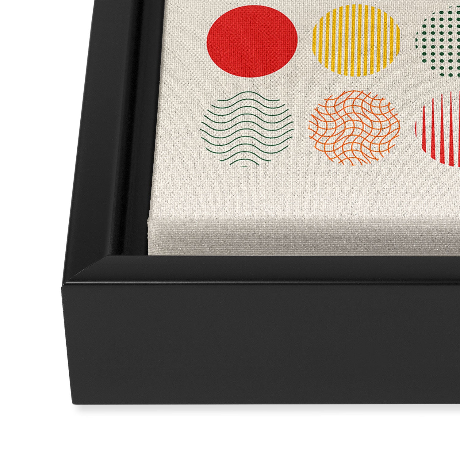 Retro Geometric Circles: Peach Bauhaus Edition Framed Canvas Print Gallery Image 3