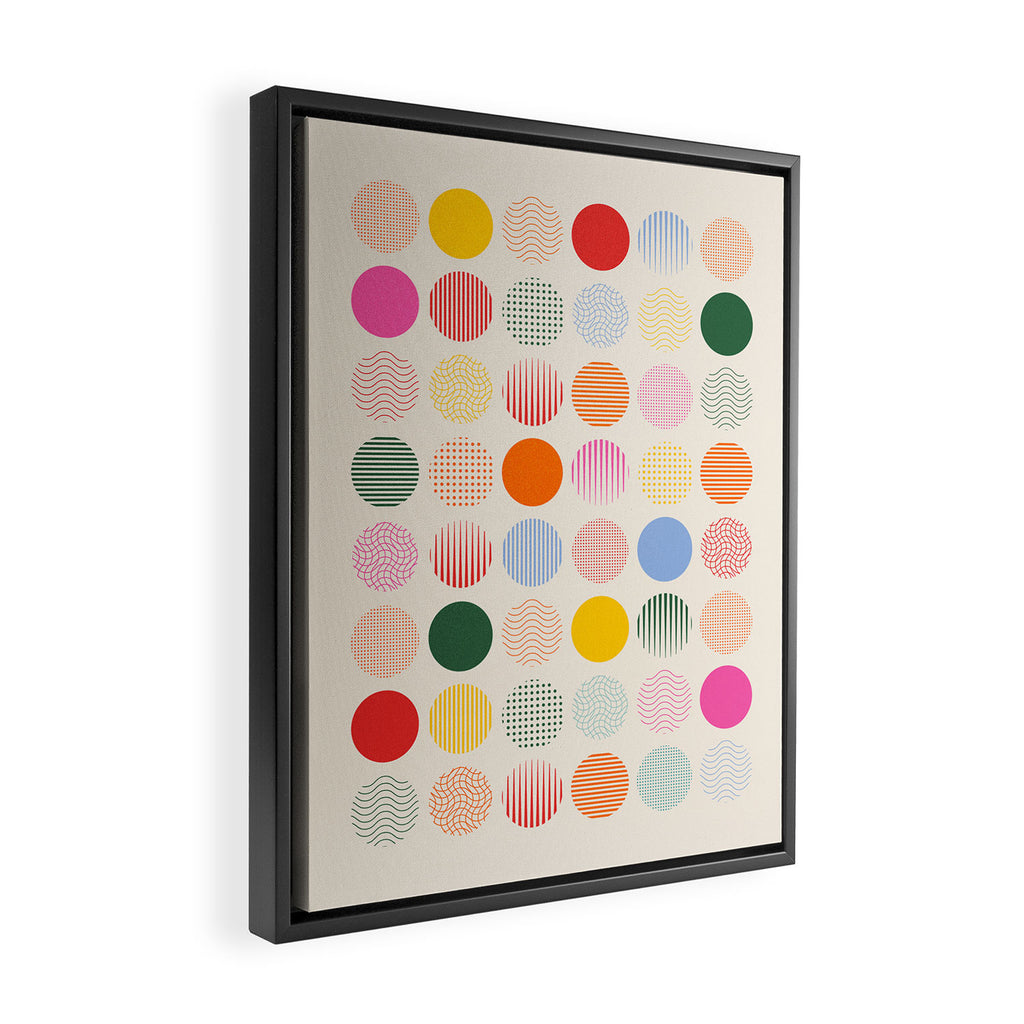 Retro Geometric Circles: Peach Bauhaus Edition Framed Canvas Print Gallery Image 2
