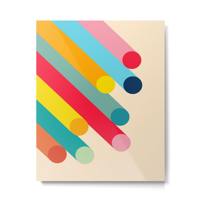 Retro Mid Century Beams | Bauhaus Geometric Pattern Metal Print Gallery Image 1