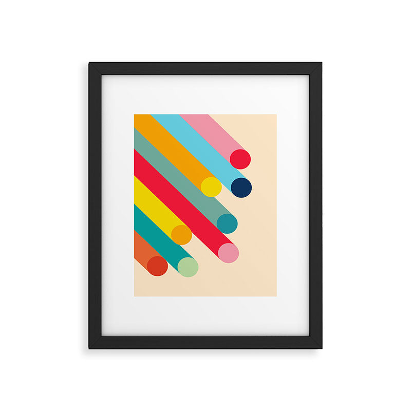 Retro Mid Century Beams | Bauhaus Geometric Pattern Framed Art Print Gallery Image 5