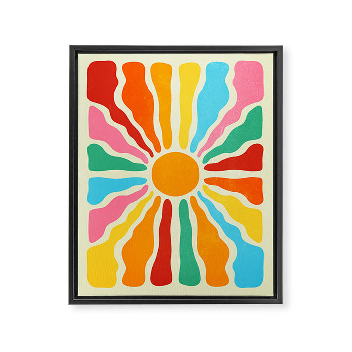 Retro Sun Waves: Rainbow Edition Framed Canvas Print Gallery Image 1