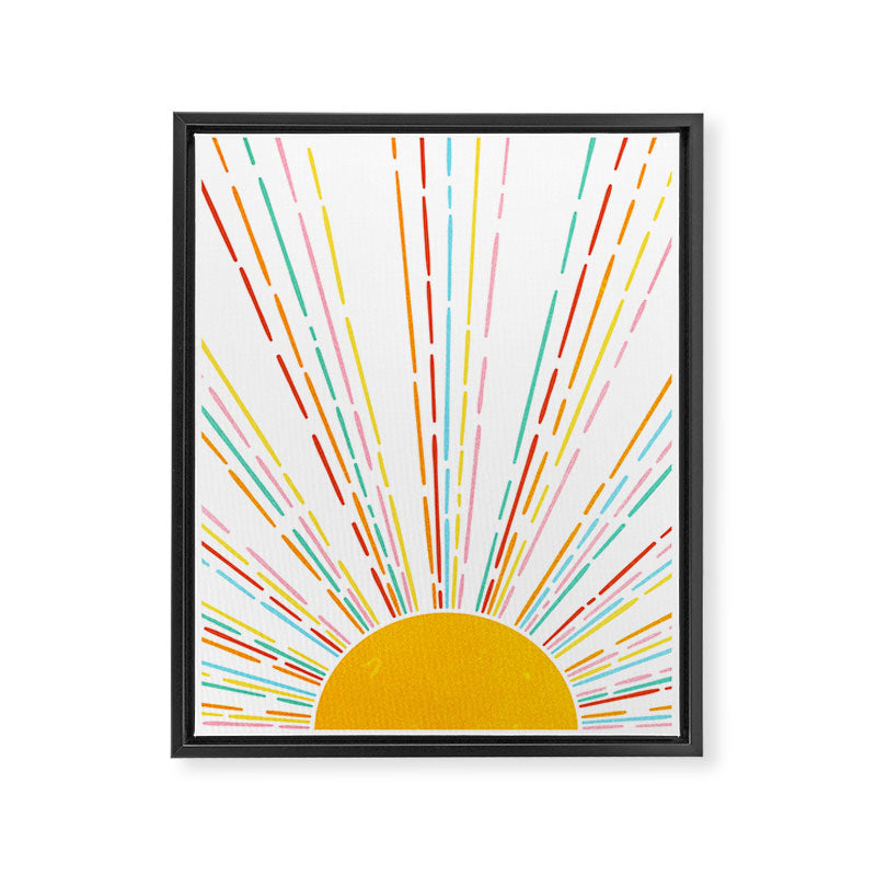 Retro Sunburst: Rainbow Edition Framed Canvas Print Gallery Image 8