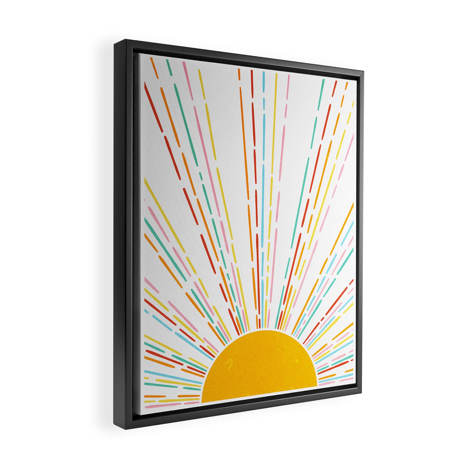 Retro Sunburst: Rainbow Edition Framed Canvas Print Gallery Image 2