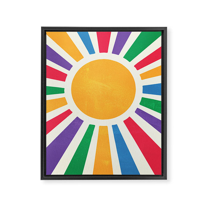 Retro Sunrise 2: 80s Rainbow Edition Framed Canvas Print Gallery Image 1