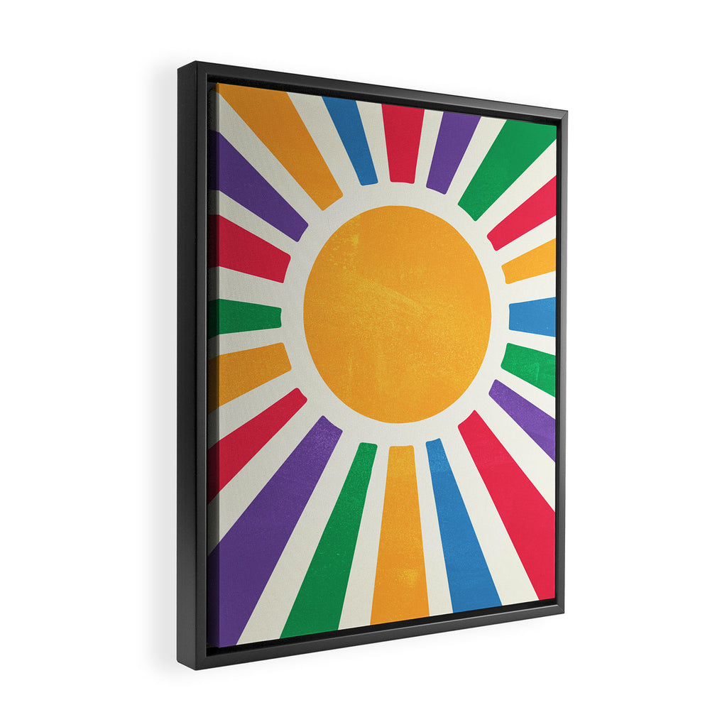 Retro Sunrise 2: 80s Rainbow Edition Framed Canvas Print Gallery Image 2