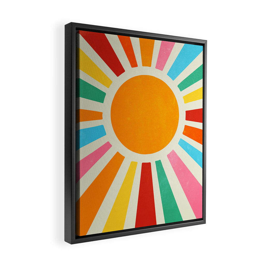 Retro Sunrise: Rainbow Edition Framed Canvas Print Gallery Image 2