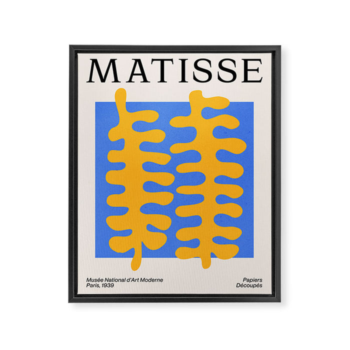 Royal Blue & Supernova: Matisse Paper Leaf Cutouts 02 Framed Canvas Print Gallery Image 1