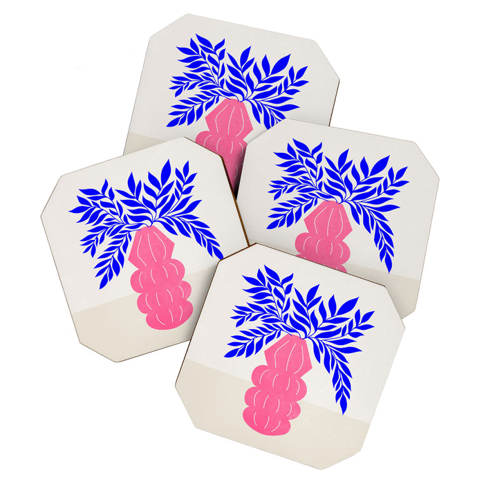 Ruby Pink Vase & Electric Leaves: Vases & Stuff 01 Coaster Gallery Image 1