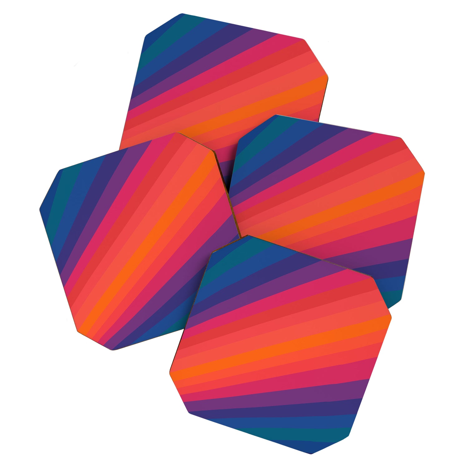 Sacred Geometric Stripes: Retro 80s Edition Coaster Gallery Image 1