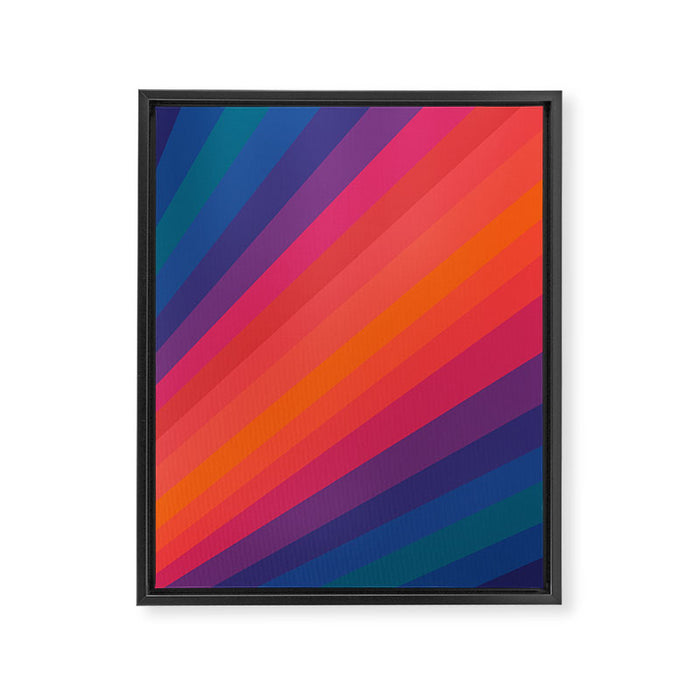 Sacred Geometric Stripes: Retro 80s Edition Framed Canvas Print Gallery Image 1