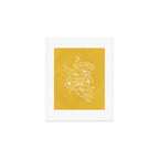 Scandinavian Brushed Gold Floral Ornament | Tropical Line Art Art Print Gallery Image 1