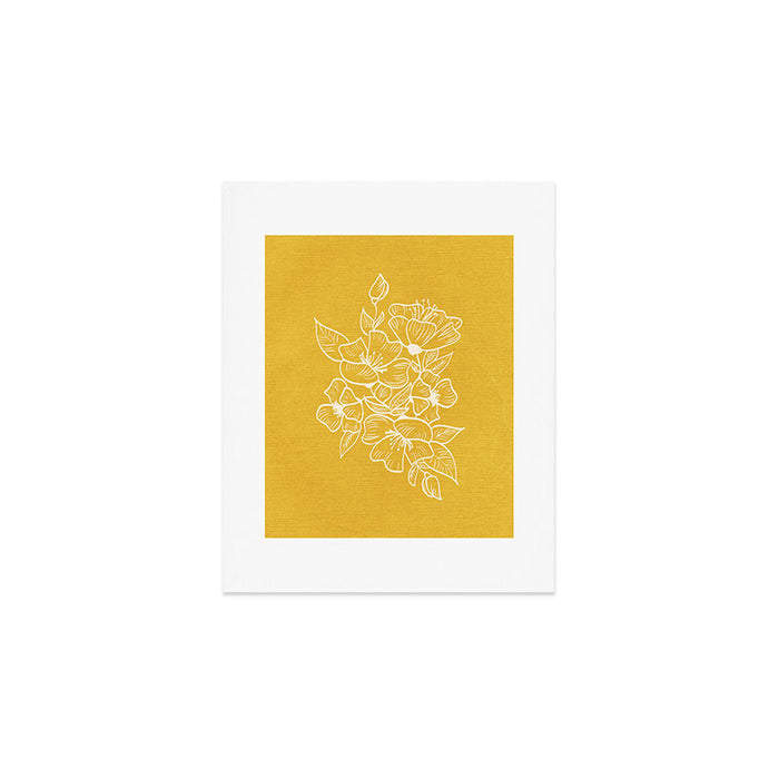 Scandinavian Brushed Gold Floral Ornament | Tropical Line Art Art Print Gallery Image 1