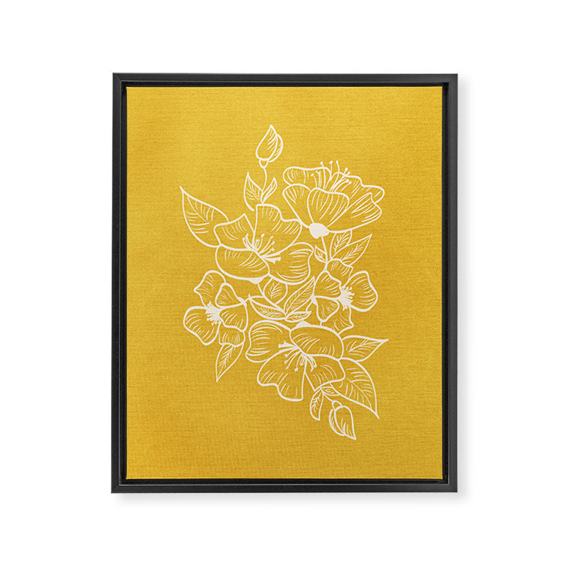 Scandinavian Brushed Gold Floral Ornament | Tropical Line Art Framed Canvas Print Gallery Image 6