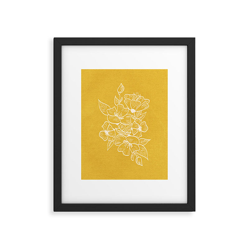 Scandinavian Brushed Gold Floral Ornament | Tropical Line Art Framed Art Print Gallery Image 5