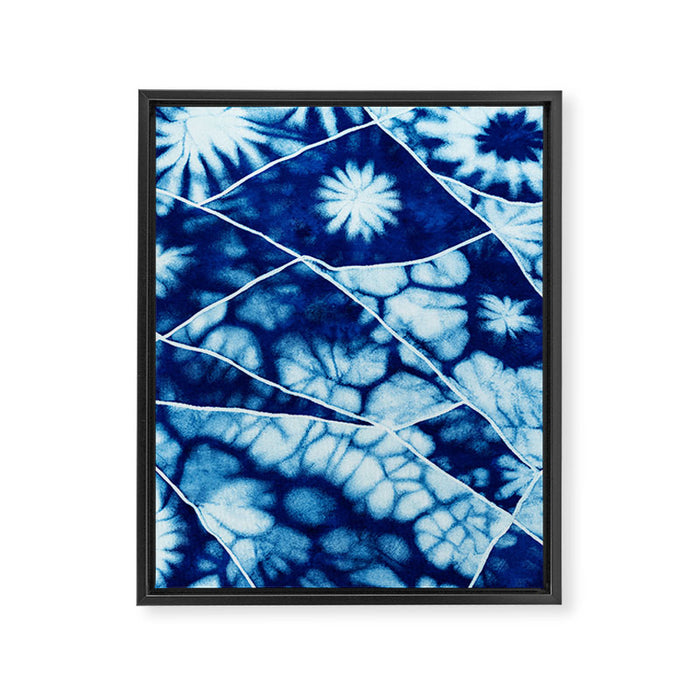 Shibori: Japanese Indigo Tie-Dye Pattern 02 Framed Canvas Print Gallery Image 1